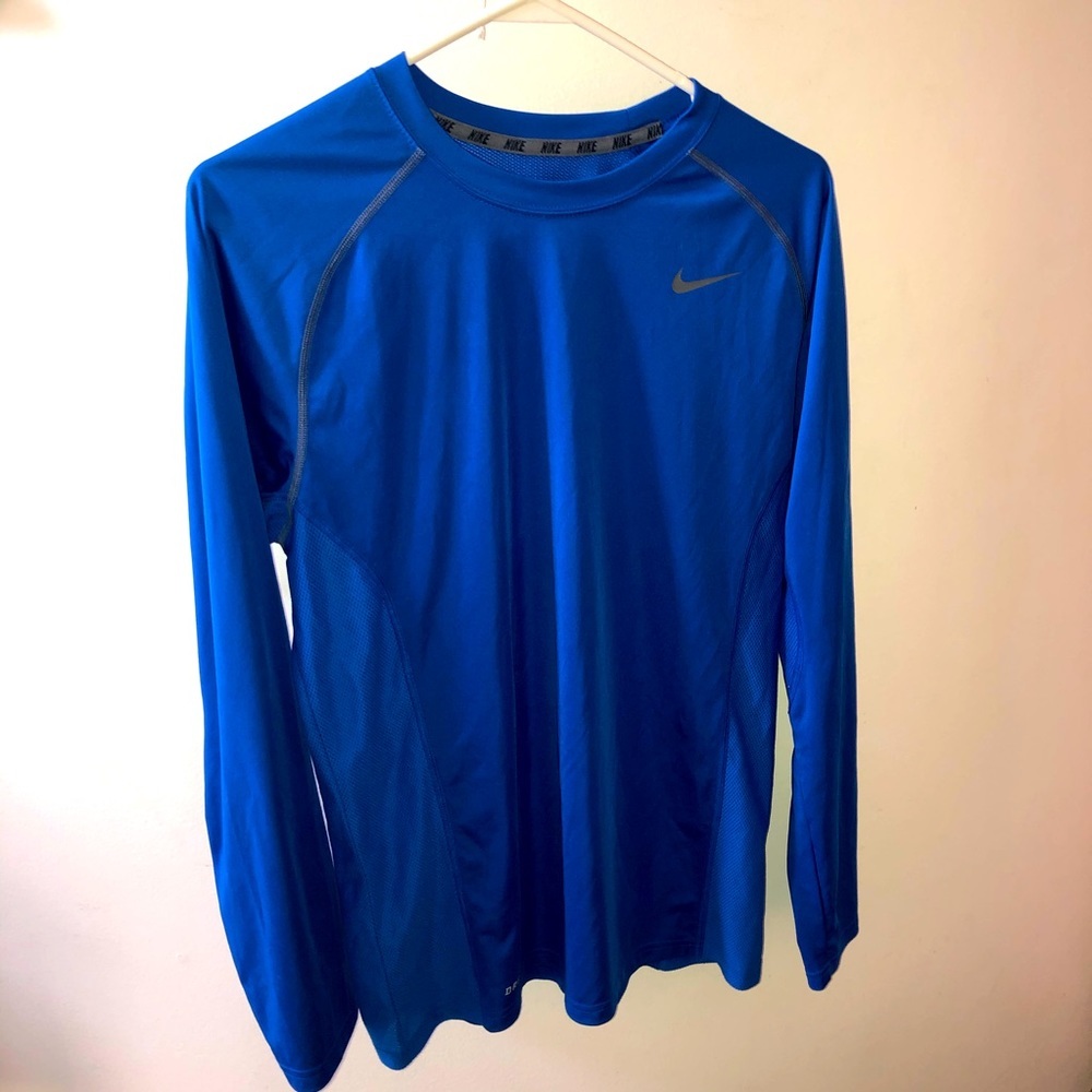 Nike Dri-Fit Medium Bright Blue Long Sleeved Shirt